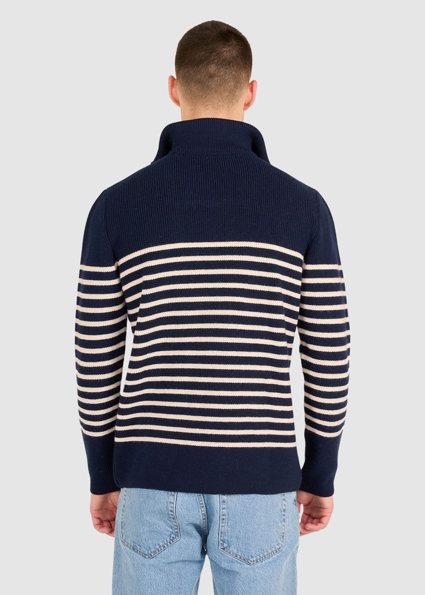 1/2 Neck Zip Merino Wool Rib Knit