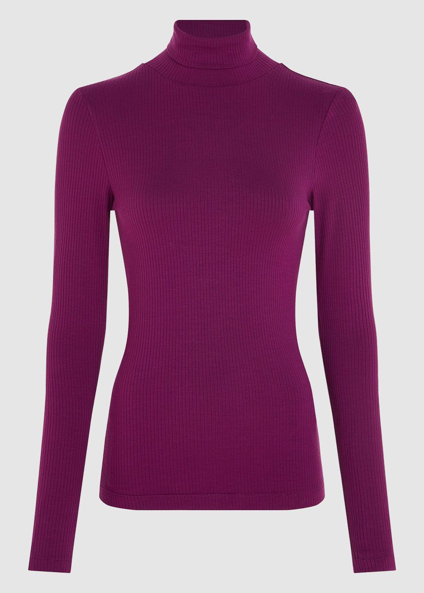 Rollneck Top Uni Rib