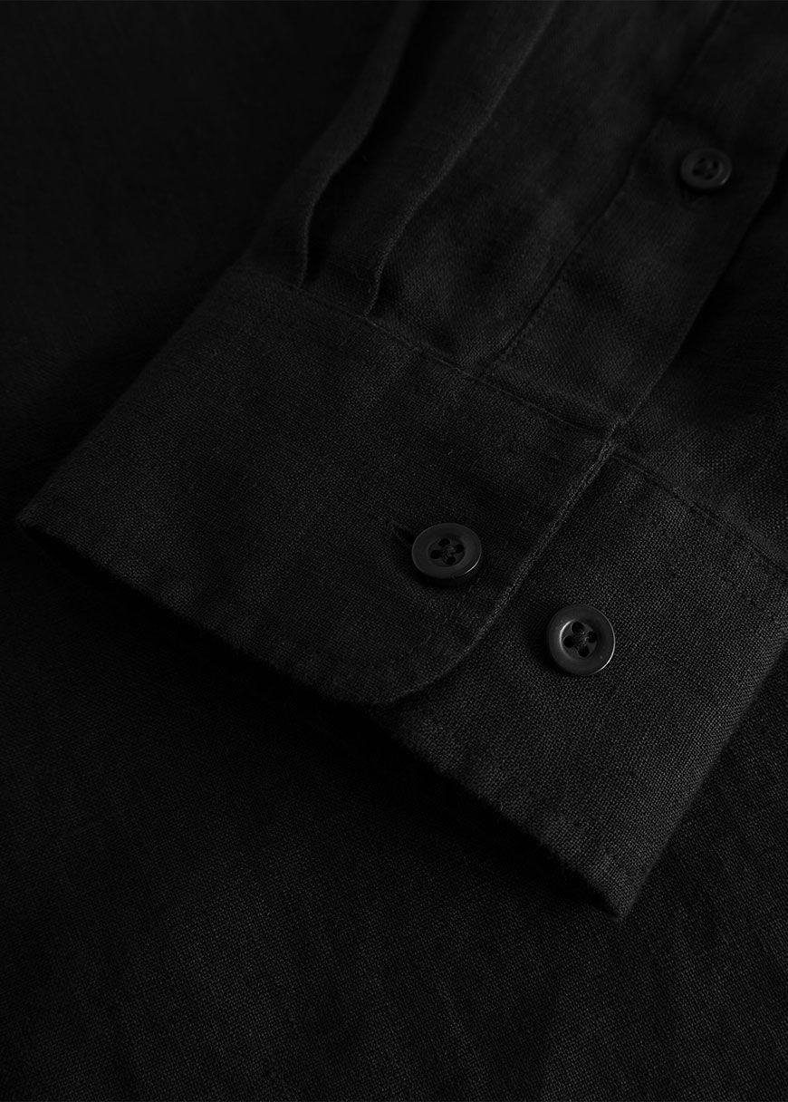 Regular Linen Stand Collar Shirt