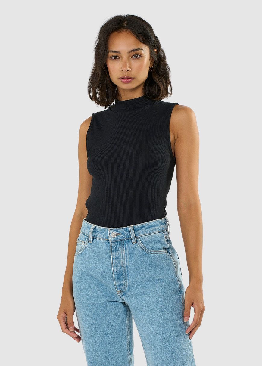 High Neck Rib Top