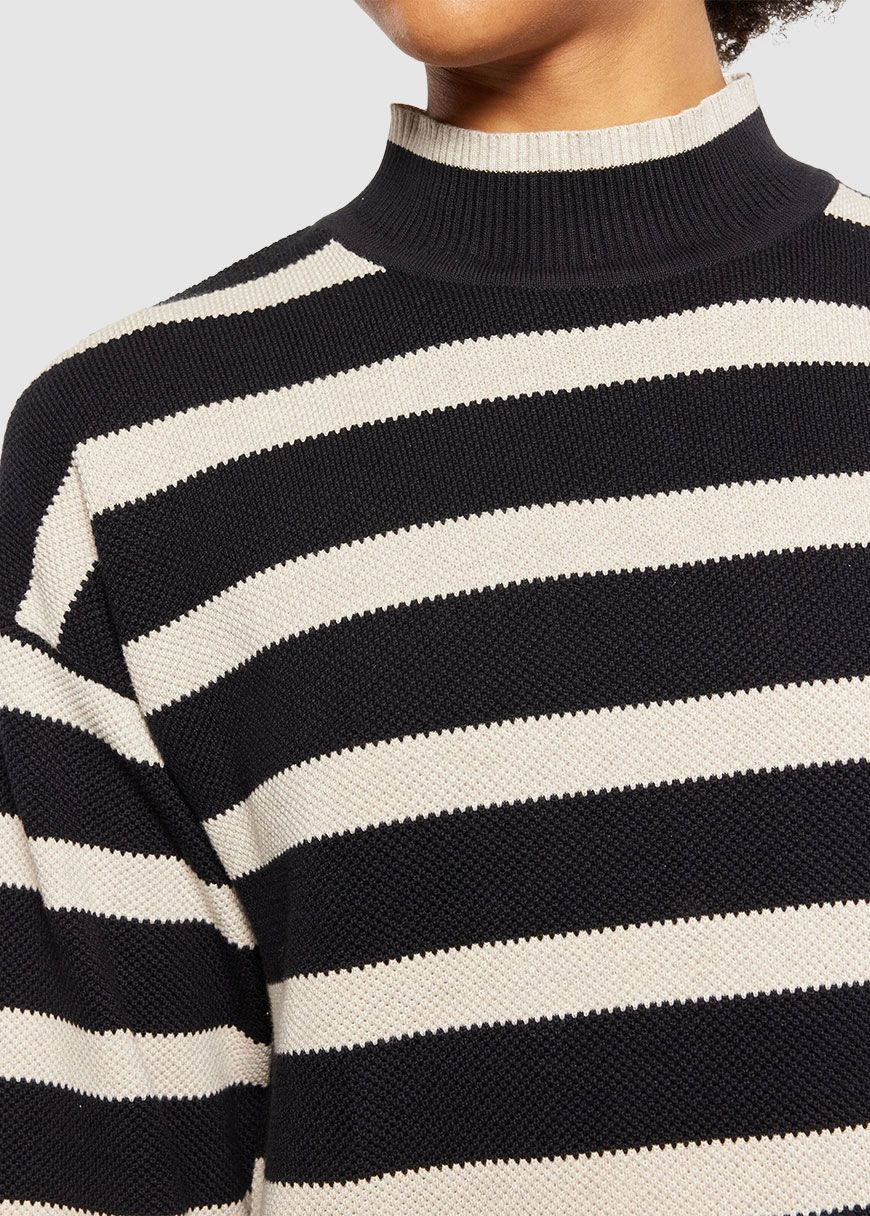 Cotton Micro Bubble Stripe Crew Neck