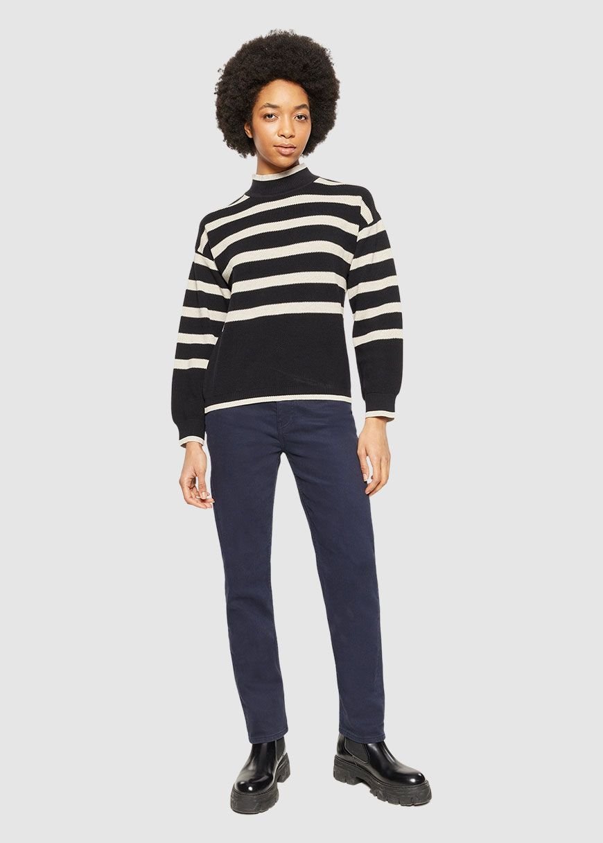 Cotton Micro Bubble Stripe Crew Neck