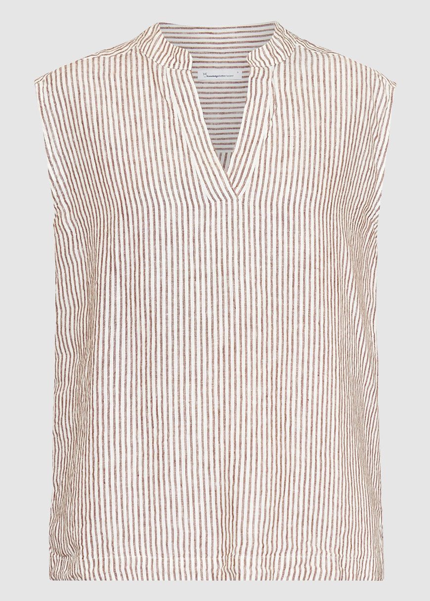 Sleeveless Linen Stripe Top