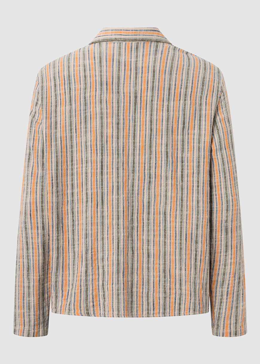 Loose Woven Striped Overshirt