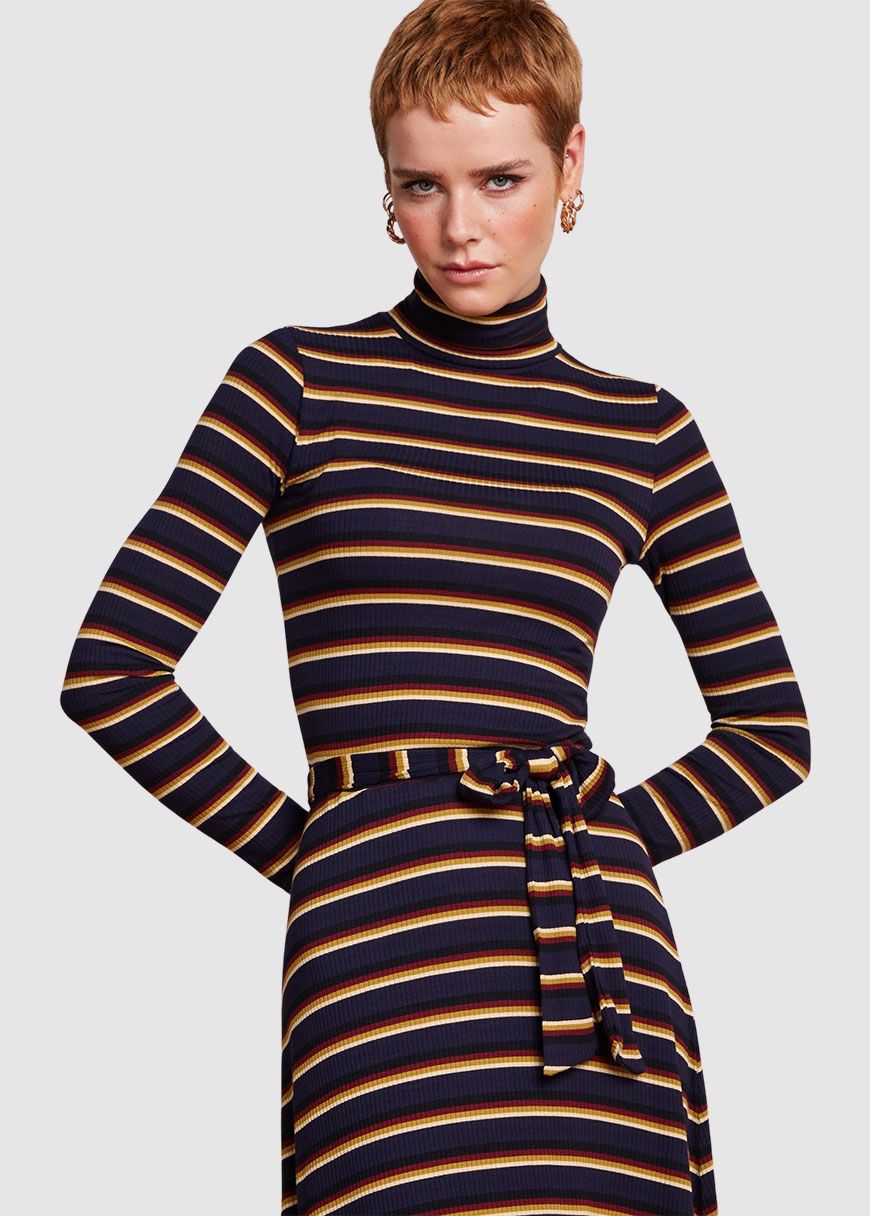 Rollneck Dress Century Stripe