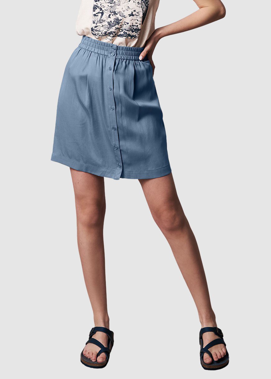 Light-Breeze Buttoned Lyocell Skirt