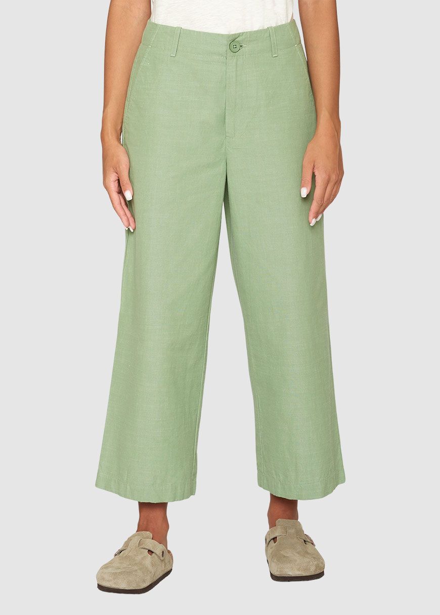 Posey Mid-Rise Wide Slub Yarn Cropped Pants