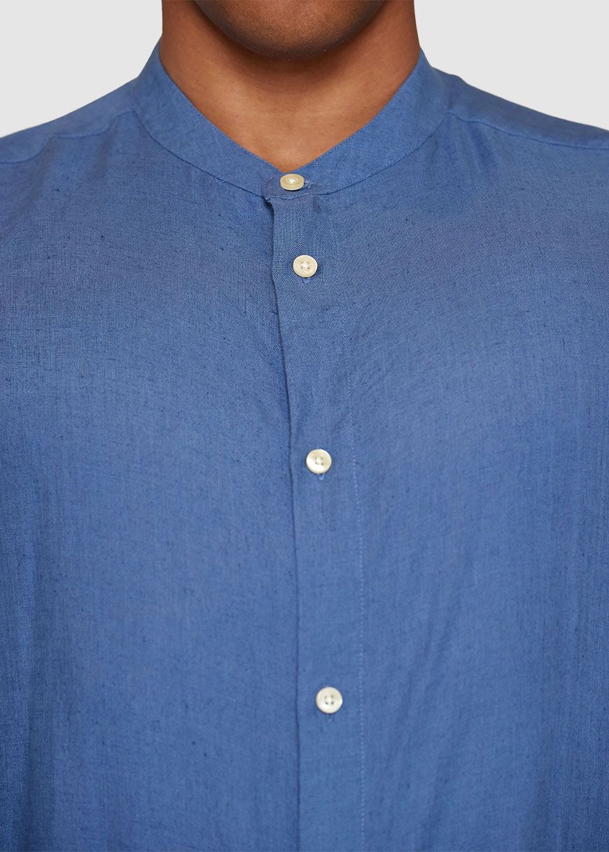 Regular Linen Stand Collar Shirt