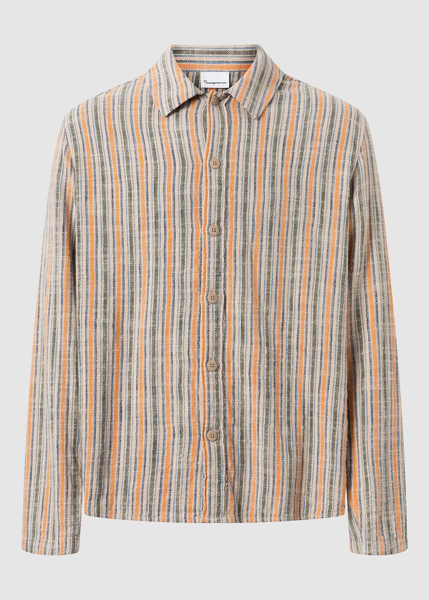 Loose Woven Striped Overshirt