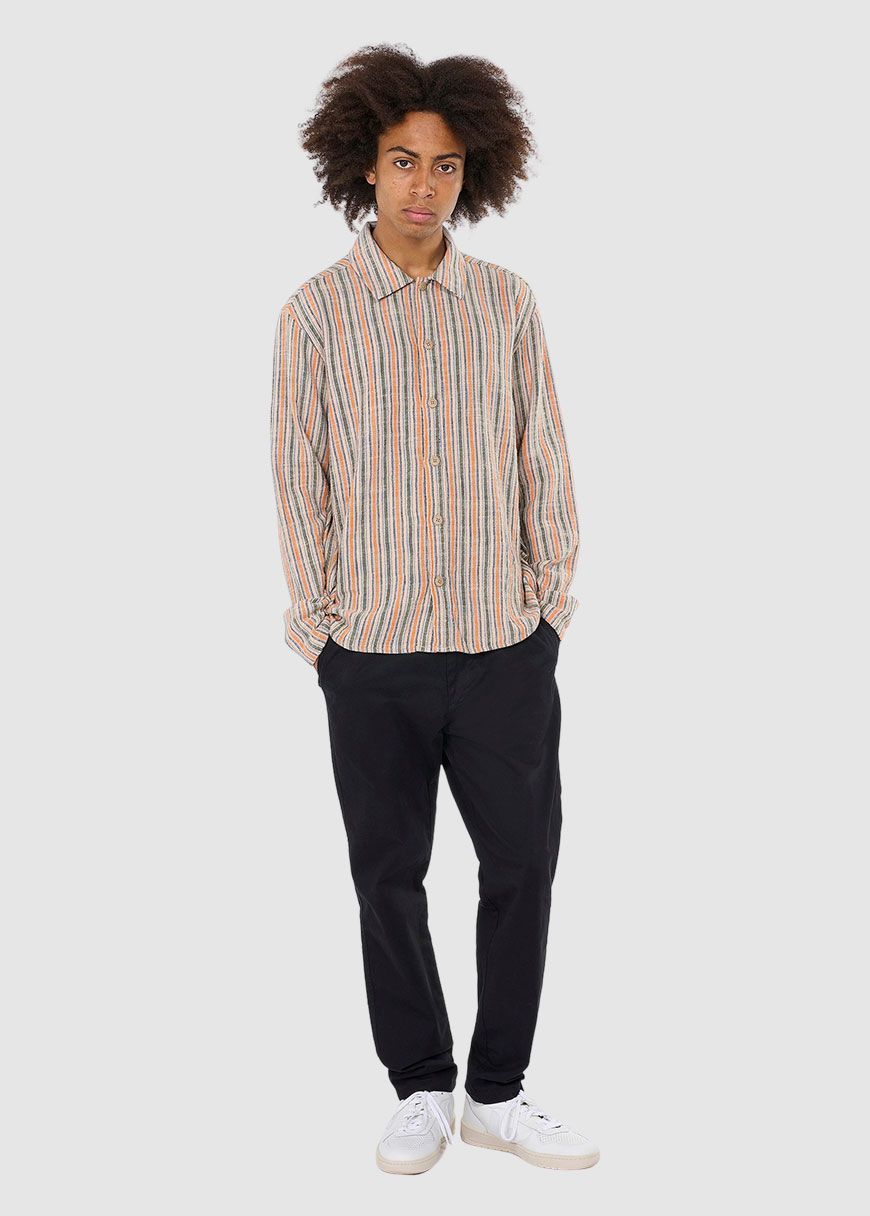 Loose Woven Striped Overshirt