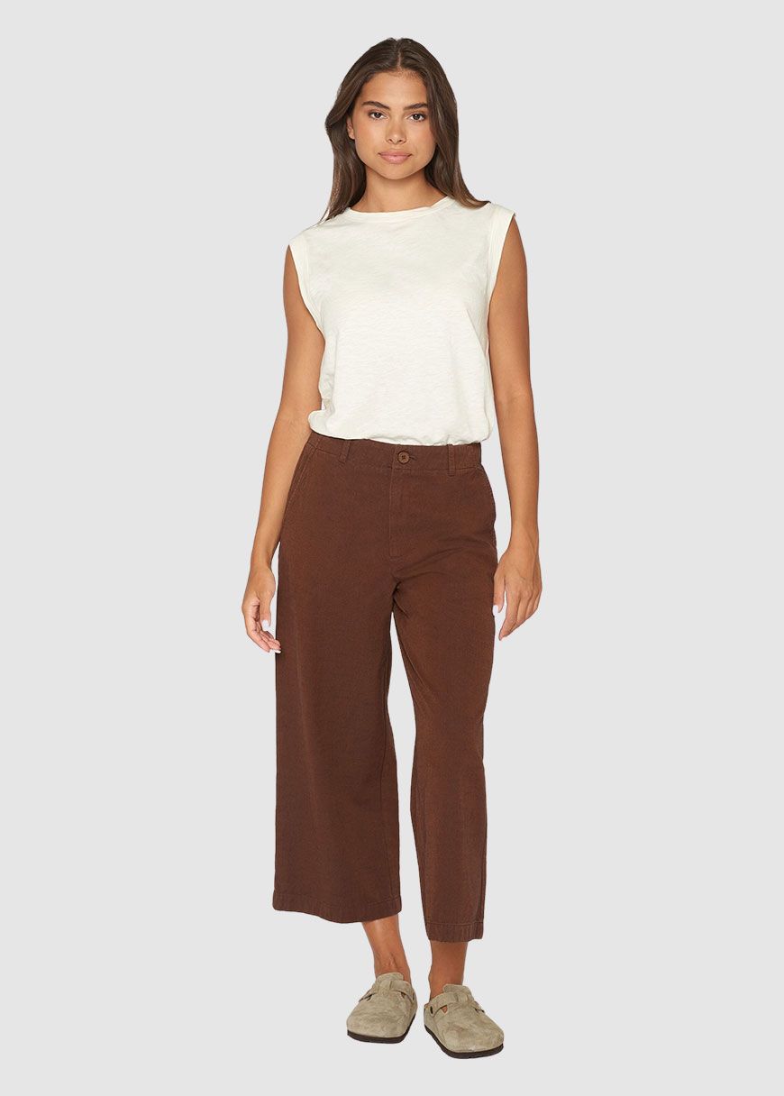 Posey Mid-Rise Wide Slub Yarn Cropped Pants