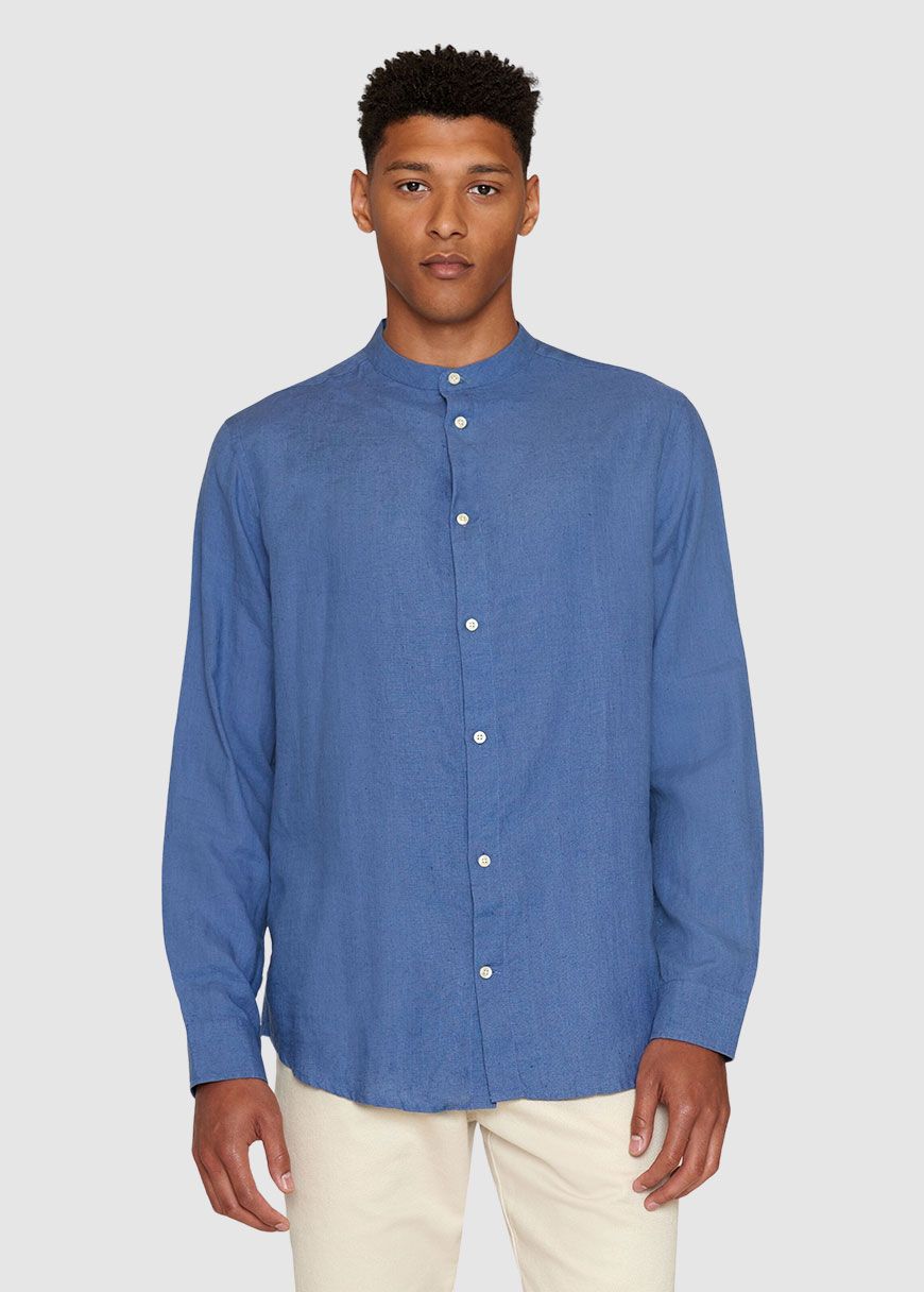 Regular Linen Stand Collar Shirt