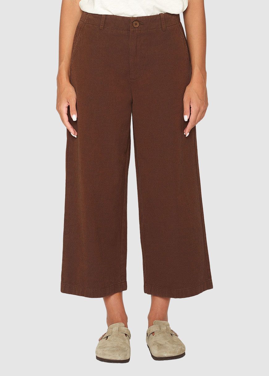 Posey Mid-Rise Wide Slub Yarn Cropped Pants