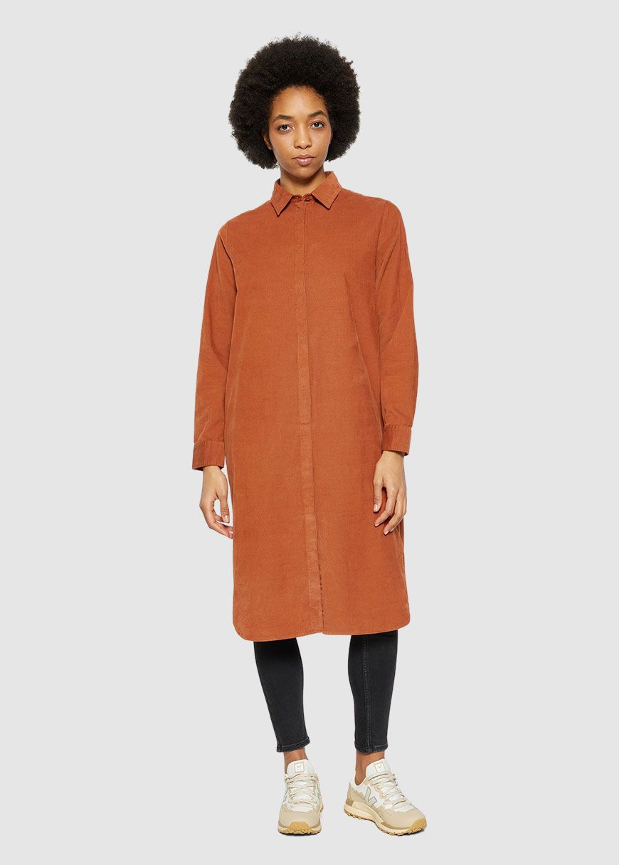 Corduroy Mid Length Shirt Dress