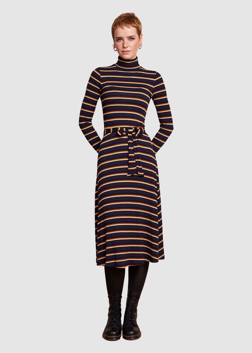 Rollneck Dress Century Stripe