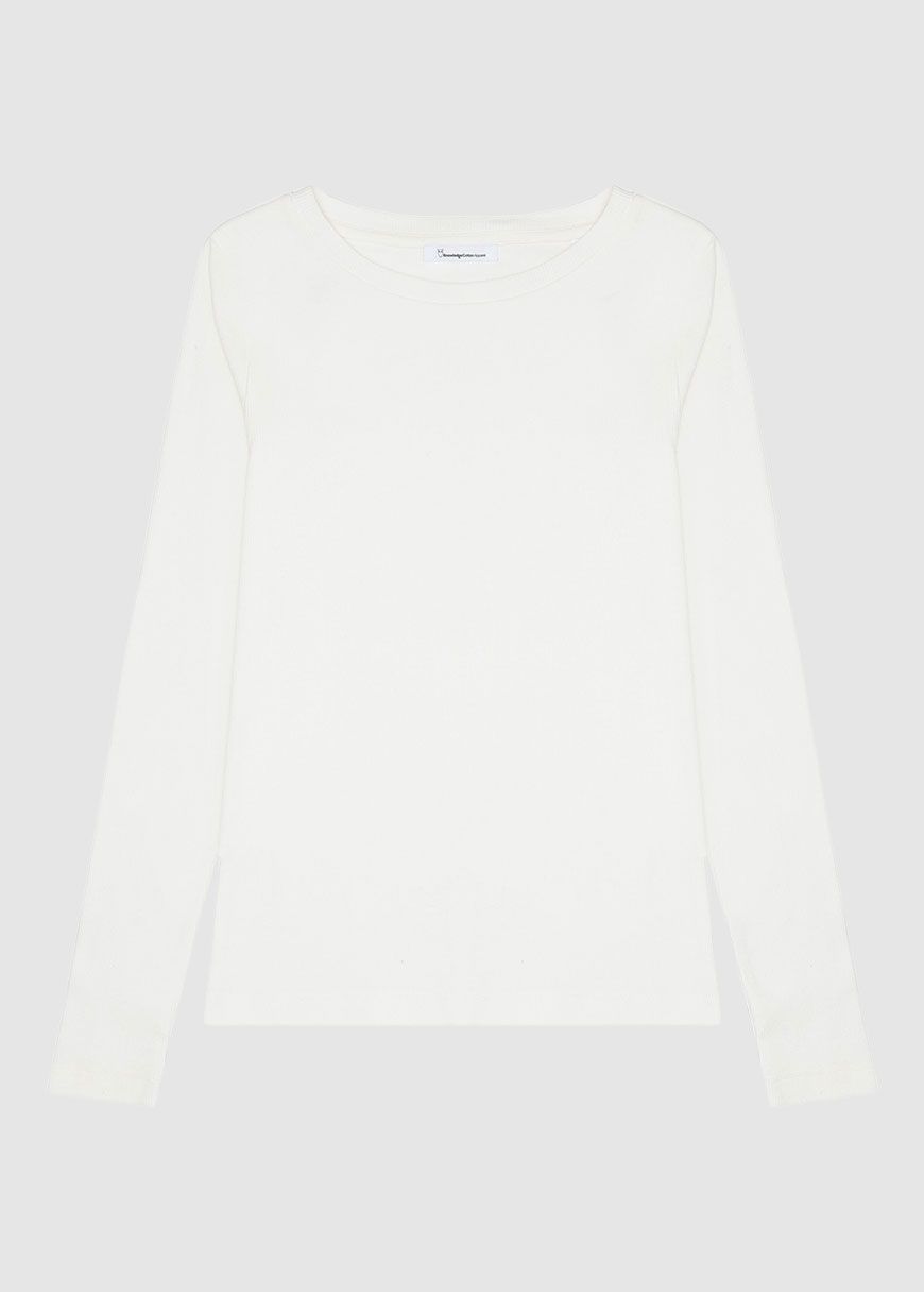 Rib Scoop Neck Long Sleeved